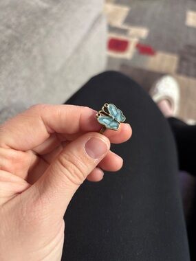 Delicate Blue Enamel Butterfly Ring - Women's Jewelry